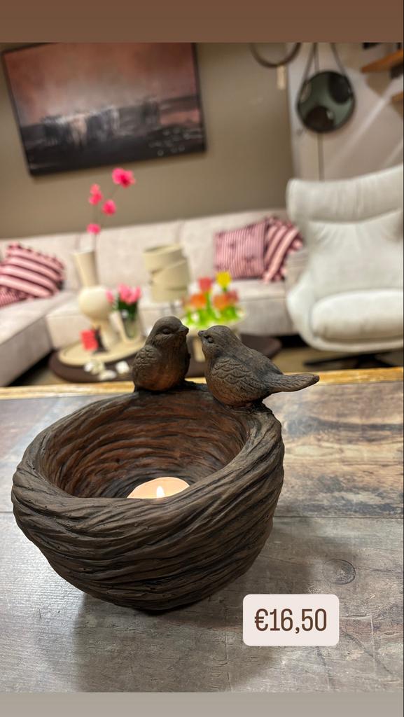 Sfeervolle kandelaar met vogeltjes brynxz, Huis en Inrichting, Woonaccessoires | Kandelaars en Kaarsen, Overige materialen, Bruin