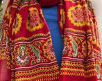 (40) Pareo - sjaal - ROOD - omslagdoek - India - 100% cotton, Kleding | Dames, Ophalen of Verzenden, Zo goed als nieuw, Maat 46/48 (XL) of groter