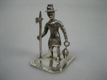 Miniatuur Zilver Stadwachter met Lans en Lamp uit ca. 1963 beschikbaar voor biedingen