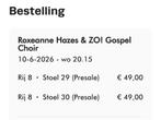 Tickets Roxeanne hazes en ZO! Gospel Choir, Tickets en Kaartjes, Twee personen, Juni