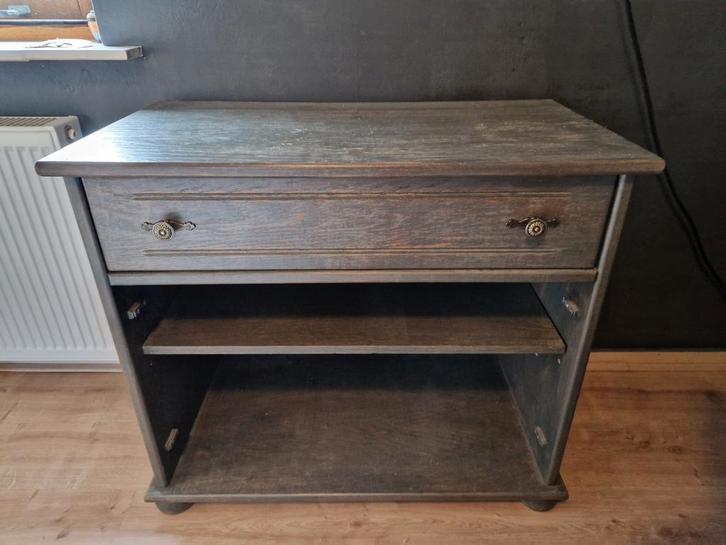 Oude houten kast met 1 lade en plank greywash, Huis en Inrichting, Kasten | Overige, Gebruikt, Ophalen