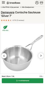Demeyere Silver(7) Conische Sauteuse 20cm - Nieuw!, Inductieplaat, Nieuw, Ophalen of Verzenden, Rvs