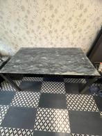 Donkergrijze eettafel met 6 stoelen, Ophalen, Gebruikt, 100 tot 150 cm, Vijf personen of meer