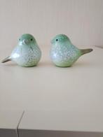 2  elegante terracotta vogeltjes 10x7 cm zacht groen deco, Ophalen, Groen, Rond