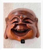 Houten dikke Happy Boeddha lachende geluksbrenger 13 x 12, Ophalen of Verzenden