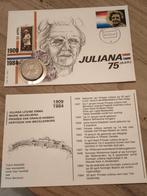 Juliana 75 jaar 2 1/2 Gulden + Postzegel herdenkings uitgift, Ophalen of Verzenden, Koningin Juliana, 1 gulden