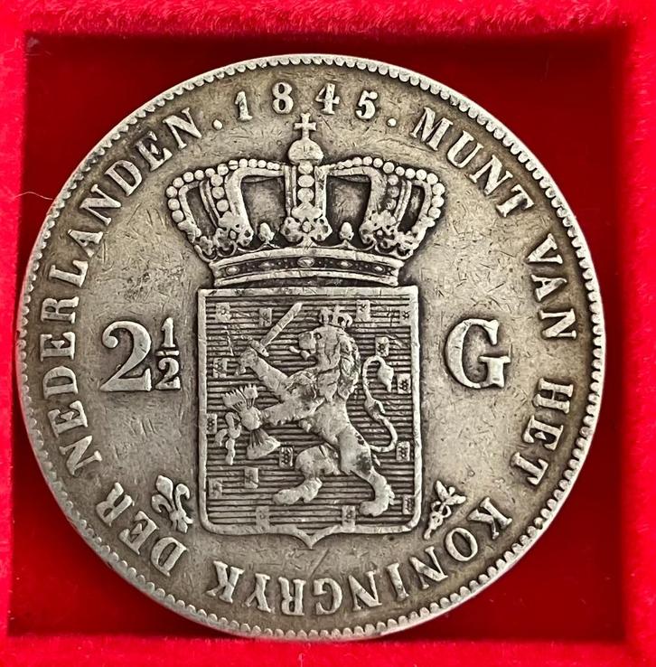 VERSCHILLENDE JAREN 2,5 gulden Willem II, Postzegels en Munten, Munten | Nederland, Losse munt, 2½ gulden, Koning Willem II, Zilver