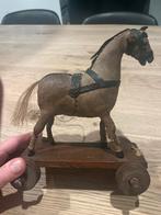 Antiek houten speelgoedpaard op wielen, Antiek en Kunst, Ophalen of Verzenden