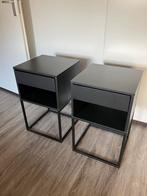 Zwarte Nachtkastjes - Set van 2, metaal, Huis en Inrichting, Slaapkamer | Nachtkastjes, Ophalen, Minder dan 45 cm, Metaal of Aluminium