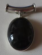Koopje! Zilveren hanger (spang) (no 12) onyx , incl verzende, Verzenden, Zwart, Nieuw, Met edelsteen