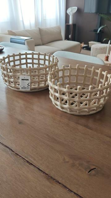 Xenos Keramieken Mand Beige - 2 stuks beschikbaar voor biedingen