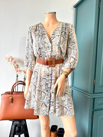 ZARA jurkje maat S - slangenprint - beige - grijs beschikbaar voor biedingen