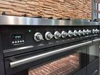 Luxe Fornuis Boretti 120cm antraciet + rvs 7 pits Frytop, 60 cm of meer, Ophalen of Verzenden, Zo goed als nieuw, Energieklasse A of zuiniger