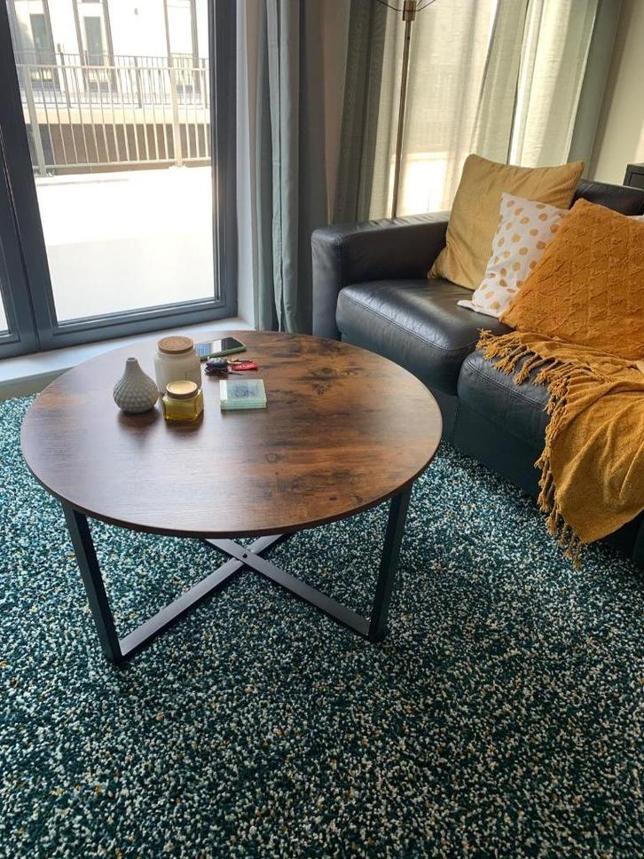Salontafel rond - Donkerbruin - Industrieel - 88x88x47, Huis en Inrichting, Tafels | Salontafels, Nieuw, Minder dan 50 cm, 50 tot 100 cm