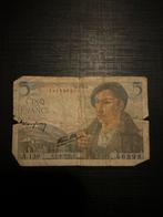 Oude Franse 5 Francs Bankbiljet 1945, Ophalen, Frankrijk, Los biljet