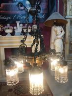 Groot antiek kroonluchter kristal engel - cupido beeld brons, Ophalen of Verzenden