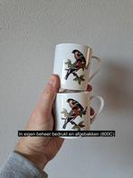 Set bekers mokken met goudvinken vogels, porselein D7xH7.5cm, Huis en Inrichting, Nieuw, Ophalen of Verzenden, Overige stijlen