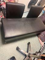 Luxe wachtbank / zitbank – zwart kunstleer – saloninrichting, Ophalen, Zo goed als nieuw, Rechte bank, 200 tot 250 cm