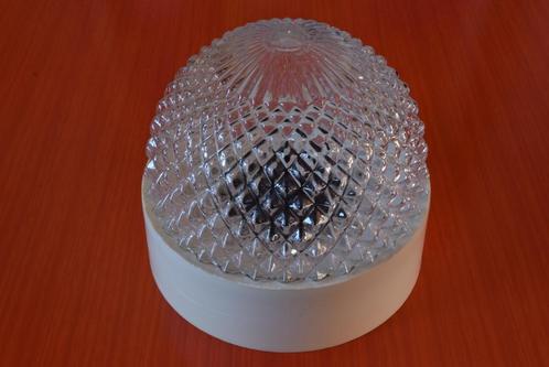 Retro vintage plafonnière / plafondlamp van glas met reliëf, Antiek en Kunst, Antiek | Lampen, Ophalen of Verzenden