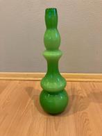 Groene glazen vaas, Huis en Inrichting, Ophalen, Gebruikt, Glas, Minder dan 50 cm