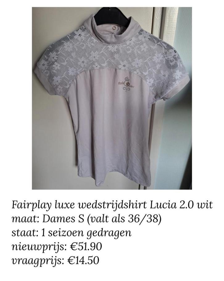 Fairplay luxe wedstrijdshirt Lucia 2.0 wit maat S, Dieren en Toebehoren, Paardrijkleding, Zo goed als nieuw, Dames, Bovenkleding