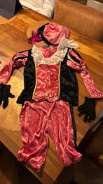 Roze met zwart velours pieten pak met muts, handschoenen, Diversen, Sinterklaas, Ophalen of Verzenden, Gebruikt