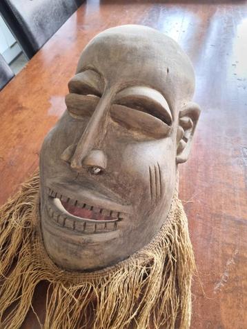 Groot Handgesneden Houten Tribaal Masker - 45 cm beschikbaar voor biedingen