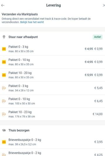 GRIJP JE KANS: tijdelijke actie DHL versturen voor €0,99 beschikbaar voor biedingen
