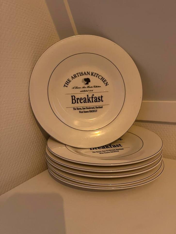 Artisan Kitchen Breakfast Borden - Set van 6, Huis en Inrichting, Keuken | Servies, Zo goed als nieuw, Bord(en), Overige stijlen