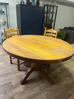 zware eiken tafel  rond 5 cm dik, Huis en Inrichting, Tafels | Eettafels, Ophalen, Gebruikt, Vintage model, Vijf personen of meer