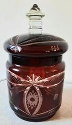 Boheems kristal rode koekjes pot met deksel, Antiek en Kunst, Ophalen of Verzenden