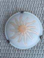 Vintage Plafondlamp Zonnebloem Design Glas Wit Oranje Jaren, Ophalen of Verzenden