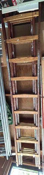 3 delige houten ladder, Doe-het-zelf en Verbouw, Ladders en Trappen, Ophalen, Gebruikt, Ladder, Opvouwbaar of Inschuifbaar