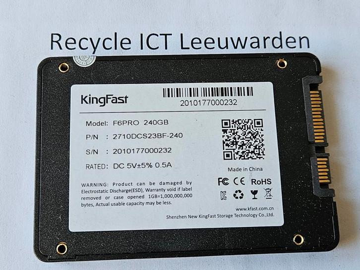 Kingfast 240gb laptop ssd hdd hardeschijf, Computers en Software, Harde schijven, Gebruikt, Laptop, Intern, SSD, SATA, Ophalen of Verzenden