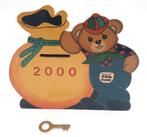 Vintage houten SNS Bank spaarpot met sleuteltje, Ophalen of Verzenden, Gebruikt, Hout, Dier