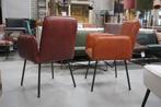 2 x luxe eetkamerstoel SHUFFLE Jess leer bruin cognac design, Ophalen, Twee, Bruin, Zo goed als nieuw