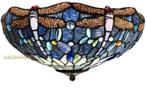 Plafonniere Tiffany Ø39cm Blue Dragonfly, Ophalen of Verzenden, Nieuw, Glas, Minder dan 50 cm