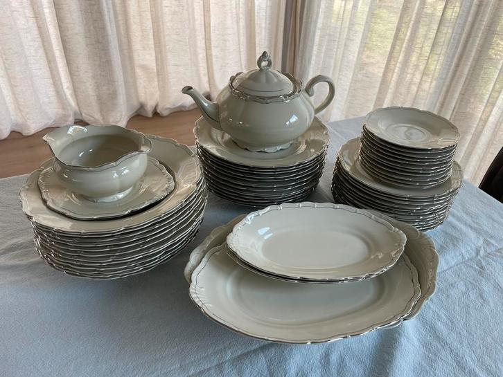 Wit zilver servies CZECHOSLOVAKIA 12 pers., Antiek en Kunst, Antiek | Servies compleet, Ophalen of Verzenden