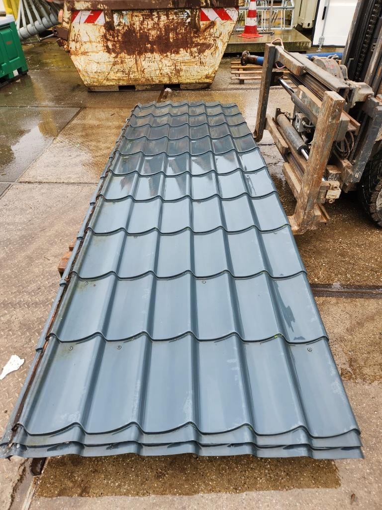 2649 - Stalen dakpanprofielplaten, gecoat, dakbedekking, Doe-het-zelf en Verbouw, Dakpannen en Dakbedekking, Gebruikt, Dakplaat of Dakpanplaat