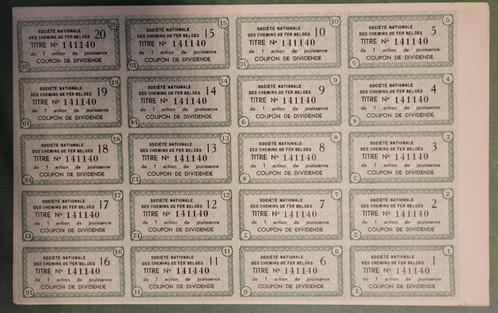 Nationale Maatschappij Belgische Spoorw. coupon  gr aandelen, Postzegels en Munten, Aandelen en Waardepapieren, Aandeel, 1920 tot 1950