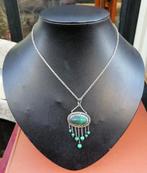 Zilveren ketting hanger met malachiet, Ophalen of Verzenden, Zilver, Hanger, Met edelsteen