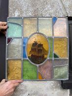 Glas in lood met oud hollands schip, Doe-het-zelf en Verbouw, Glas en Ramen, Ophalen, Zo goed als nieuw, Minder dan 80 cm, Glas in lood