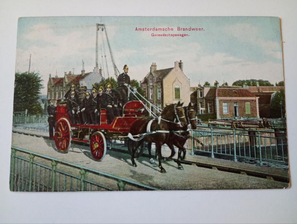 Amsterdam Brandweer Gereedschapswagen, Ophalen of Verzenden, Voor 1920, Ongelopen, Noord-Holland