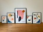 Set van 5 ingelijste kunstprints, Antiek en Kunst, Ophalen of Verzenden