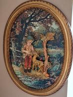 Antiek Italiaans 3D wandbord mid century ovaal, Ophalen of Verzenden