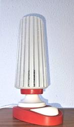 Vintage bedlampje - tafellampje /rood/wit design 60 s, Vintage /sixties  design, Gebruikt, Ophalen of Verzenden, Glas