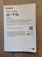 Fujifilm X-T5 Handleiding nederlandstalig, Boeken, Kunst en Cultuur | Fotografie en Design, Ophalen of Verzenden, Techniek