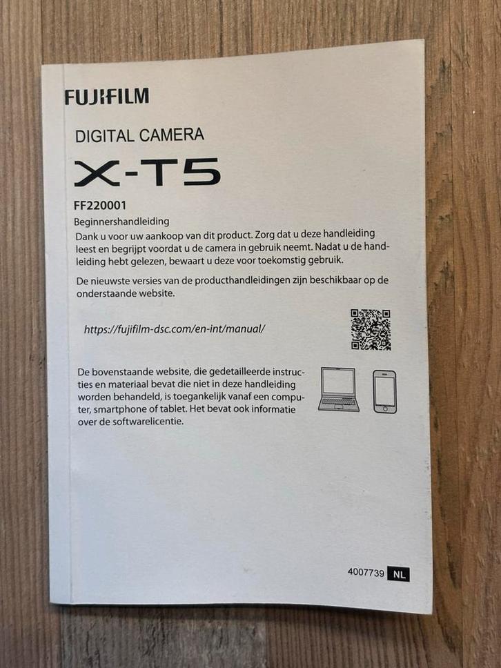 Fujifilm X-T5 Handleiding nederlandstalig, Boeken, Kunst en Cultuur | Fotografie en Design, Gelezen, Techniek, Ophalen of Verzenden