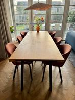 Massief Eiken Eettafel Houtmerk Echo - Zwart Onderstel, Huis en Inrichting, Ophalen, Eikenhout, 200 cm of meer, 50 tot 100 cm