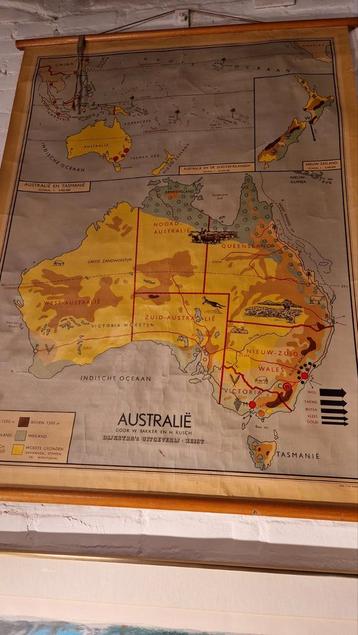 Vintage Schoolplaat Australië - Dijkstra's Uitgeverij beschikbaar voor biedingen